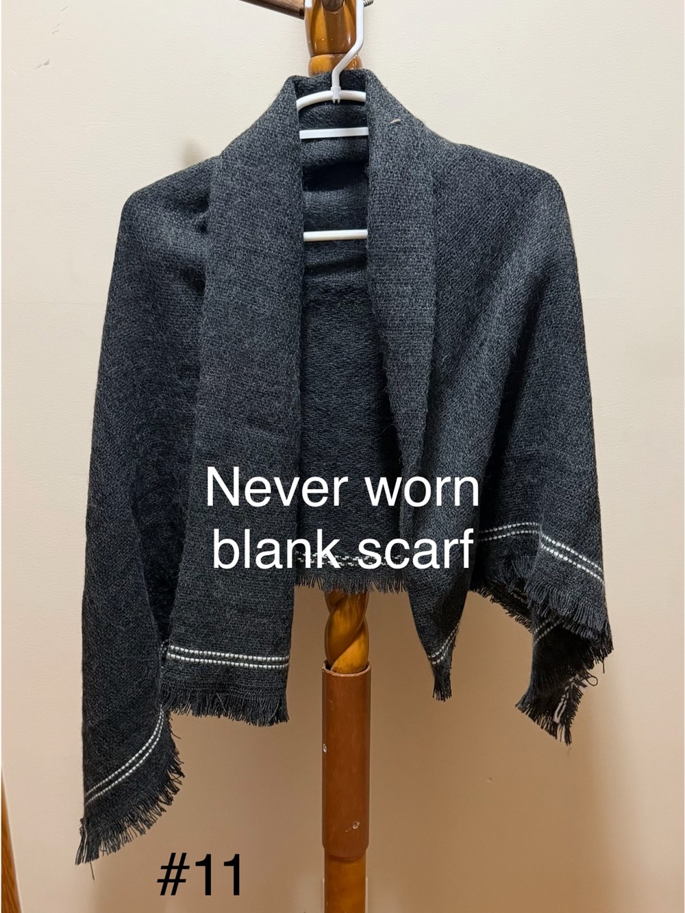 Dark grey blanket scarf